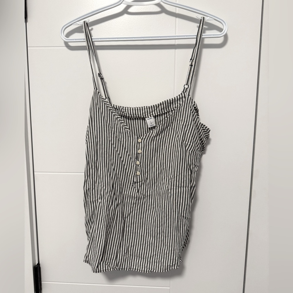 White and grey striped top from Old Navy